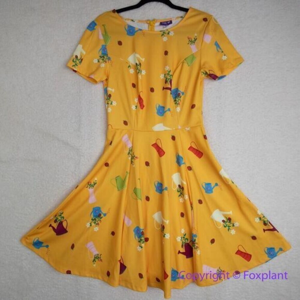Unique Vintage Gwynnie Bee Garden Party‎ Yellow Dress, M - Picture 2 of 15